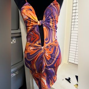 Tie dye cut out dress